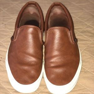 Faux leather slip-on vans